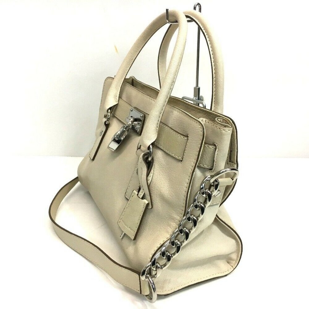 MICHAEL KORS Hamilton Satchel Hand Bag Shoulder Bag 2way bag Off-White - Picture 8 of 9